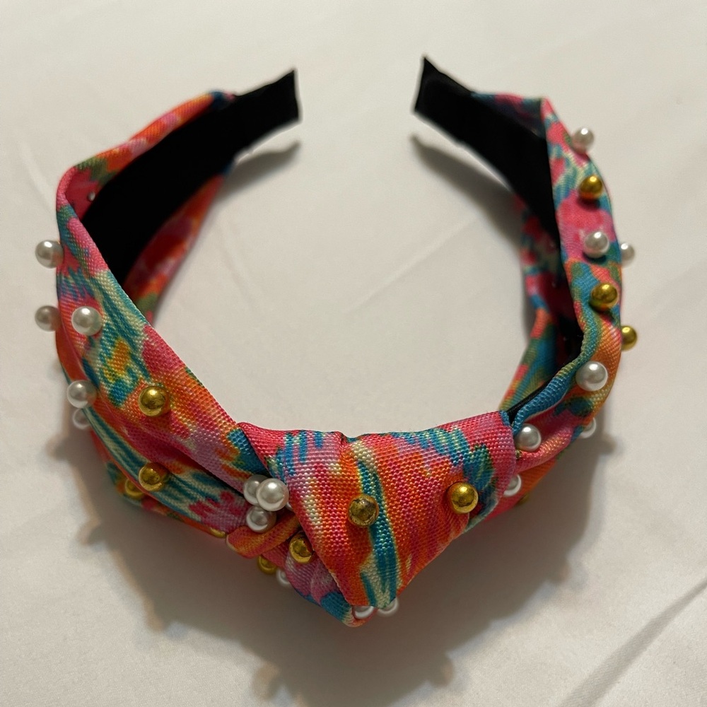 Knotted Floral Headband with Pearl Beads NWOT